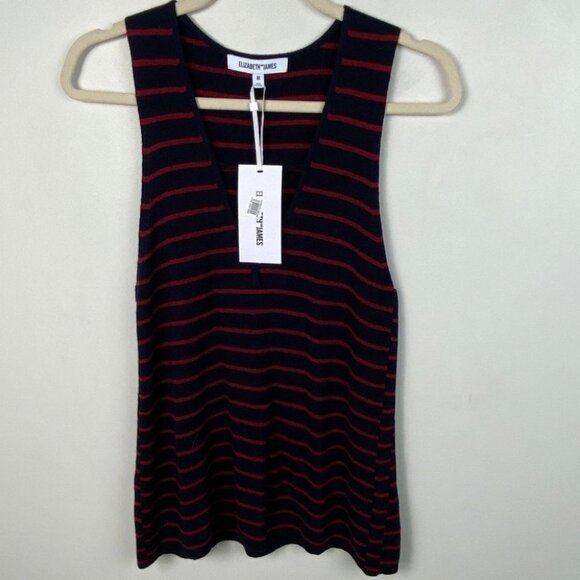 NWT Elizabeth‎ James Cashmere Blend Dahlia Striped Top Size Medium New With Tags - Picture 5 of 10